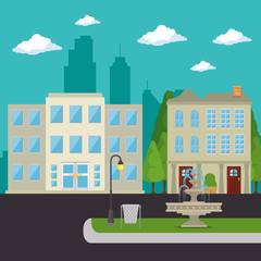 Sticker - urban city landscape vector illustration graphic design