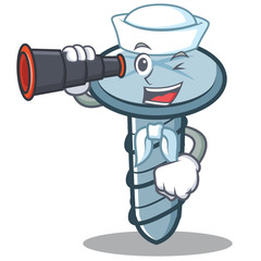 Poster - Sailor with binocular screw character cartoon style