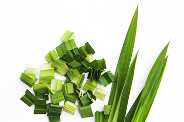 Wall Mural - Fresh Pandan leaves isolated on white background