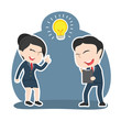 © Darwis - Asian businesswoman got idea when her partner writing report– stock illustration
