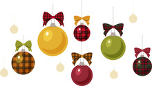 Solid And Plaid Christmas Ornaments With Bows