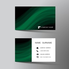 Modern business card template design. With inspiration from the abstract. Contact card for company. Two sided black and green . Vector illustration. 