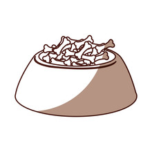 Shadow Brown Dog Food In Bowl Cartoon Vector Graphic Design
