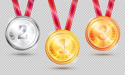 Wall Mural - three medals vector illustration on transparent