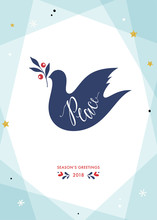 Season's Greetings Design. Christmas Dove Of Peace. 