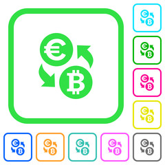 Canvas Print - Euro Bitcoin money exchange vivid colored flat icons icons