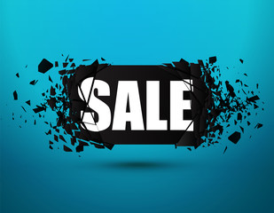 Sticker - Sale Background. Vector Banner with explosion effect and glow.