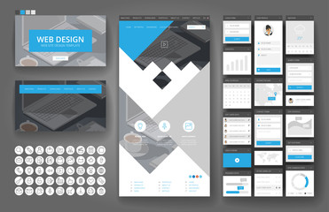 Poster - Website design template and interface elements