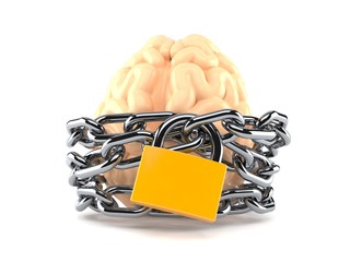 Poster - Brain with chain and padlock