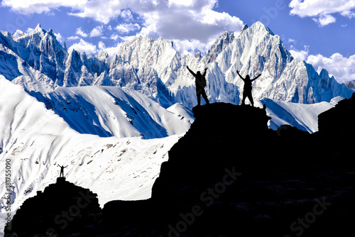 Fotografie, Obraz successful team in the majestic, challenging and summit mountains