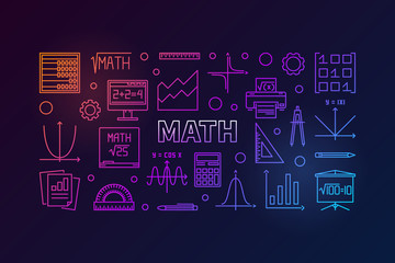 Math vector colorful horizontal banner