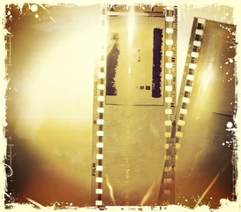 Retro film strip frames in sepia tones with copy space.