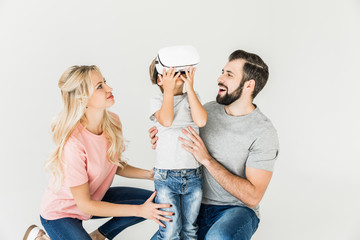 Wall Mural - family with vr headset