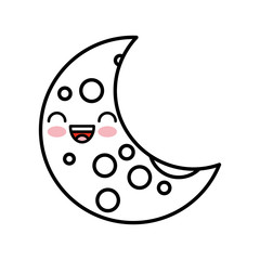 Sticker - Natural satellite moon comic character vector illustration design