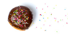 Decorated Chocolate Donut On White Background