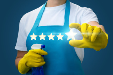 Wall Mural - Cleaning lady shows the fifth star .