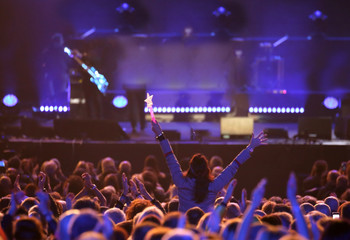 Wall Mural - young woman at live concert