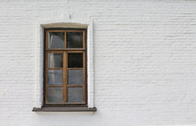 Wooden Window On White Wall