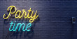 Party time sign on black brick wall background 3D Rendering