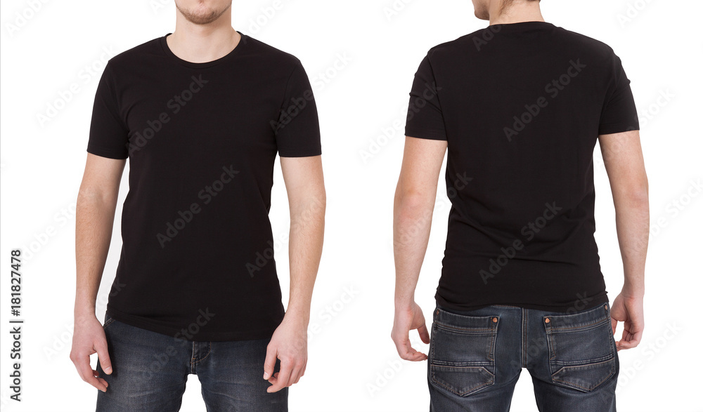 T-shirt template. Front and back view. Mock up isolated on white background. - obrazy, fototapety, plakaty 