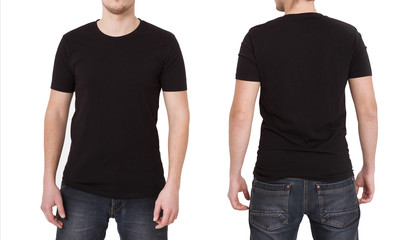 t-shirt template. front and back view. mock up isolated on white background.