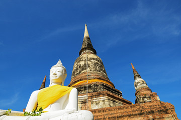 Buddha and pagoda in Ayutthaya historical park, Thailand