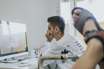 young working with the computer at home or in the office