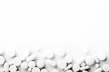 Wall Mural - Pharmacy theme, white medicine tablets antibiotic pills.