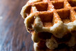 Stack of Plain Belgium Waffle on wooden surface.