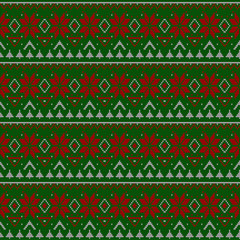 Wall Mural - Seamless knitted Christmas retro pattern