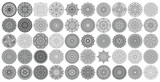 Fototapeta  - Big vector set of round patterns. Collection of geometrical mandalas. Boho ornament.