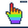 © Konstantin - Pixel mouse hand cursor icon gay pride color vector illustration