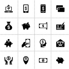 Canvas Print - Simple 16 set of money filled icons