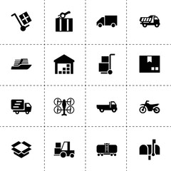 Simple 16 set of delivery filled icons