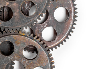 Old Rusty Gears isolated on white