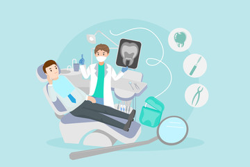 cartoon dentist with patient