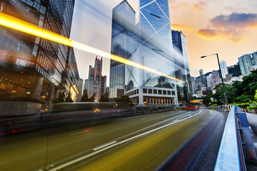 Wall Mural - Modern city at night, Hong Kong, China.