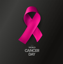 World CANCER Day. Abstract Isolated Awareness Month Symbol. Medical Logo, Pink Ribbon, Vector Illustration.