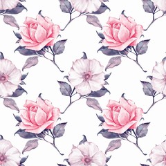 Floral seamless pattern. Watercolor background with beautiful roses 2