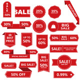 Fototapeta Motyle - Sale Label collection. Sale icons. Sale tags. Sale and Discount red ribbons, banners and icons. Shopping Tags.
