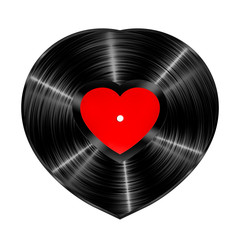 Sticker - Vinyl heart record / 3D illustration of heart shaped vinyl record