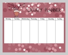 Cute Christmas And Holiday Weekly Planner With Deer.