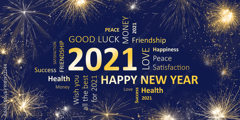 Fototapeta Kartkę z życzeniami szczęśliwego nowego roku 2021 na wymiar -  2021, nowy, rok