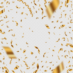 Wall Mural - Golden confetti on a checkered background. Can be used over any image. Vector illustration.