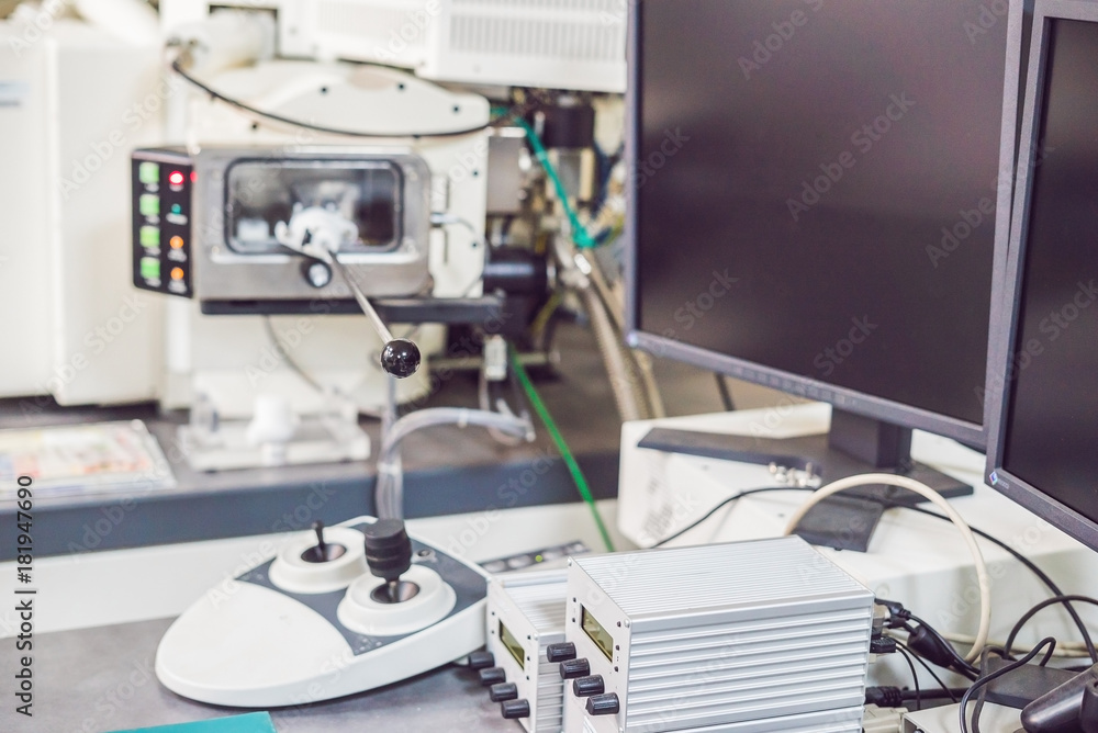 Scanning Control Panel control panel of a Scanning scanning electron microscope Stock Photo ...