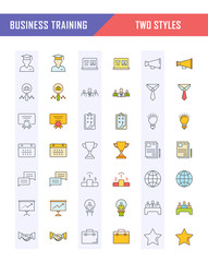  Set Vector Flat Line Icons Business Training