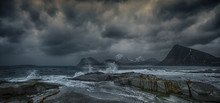 Storm Over Beach, Flakstad, Lofoten, Nordland, Norway