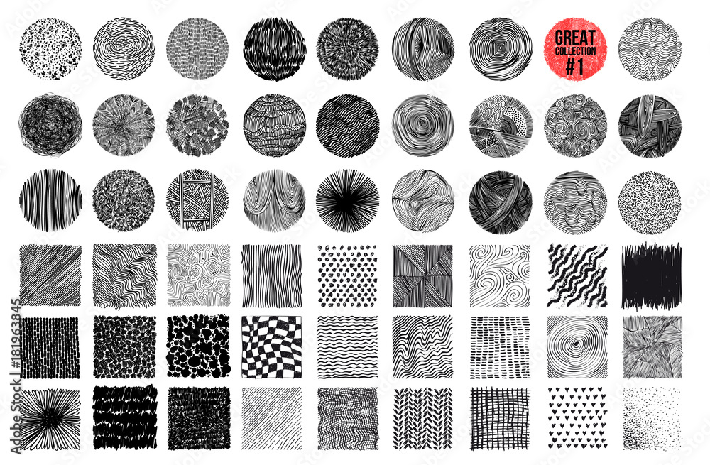 Hand texture. Set. The art collection of black design elements_circles ...