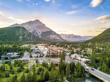 Amazing Cityscape Of Banff In Rocky Mountains, Alberta,Canada
