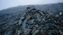 Lake District Stone Piles In Mist - UK